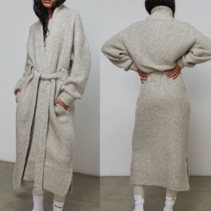 NEW Lunya Womens Chunky Wool Belted Robe - M - Soothing Grey